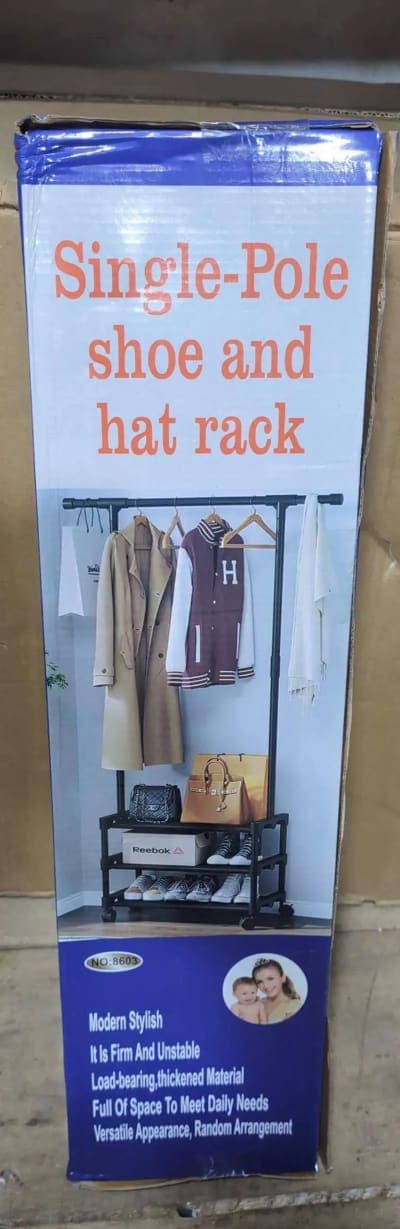 Single-pole hat and shoe rack